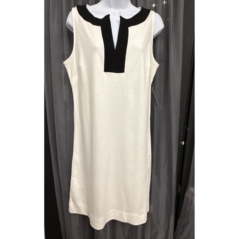 NWT New York & Company Dress Womens Medium White Black Colorblock Shift
